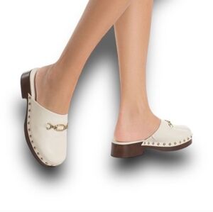 LARROUDE ZUZI BIT MULE / CLOG IN IVORY LEATHER